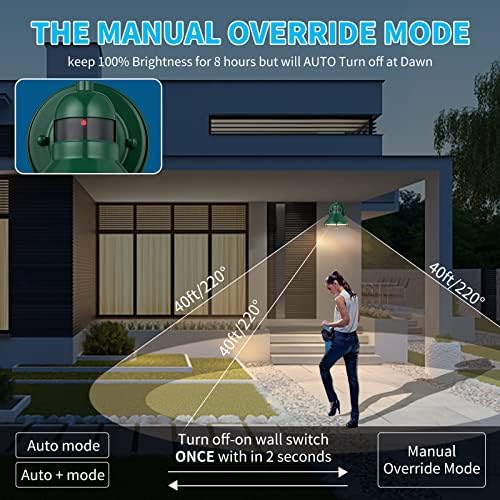 LONEDRUID Dusk to Dawn Motion Sensor LED Outdoor Wall Light Fixture Green - Image 3