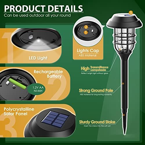 SOLPEX Solar Pathway Lights Waterproof Outdoor Lighting, Cold White 8 Pack - Image 3