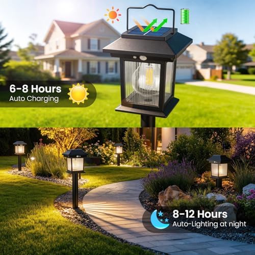 Solar Pathway Lights Outdoor, 6 Pack Bright Solar Lights Outdoor, 3 Auto Modes On/Off, IP65 Waterproof Solar Garden Lights Powered Landscape Lighting for Yard Pathway Landscape Path Patio Camp - Image 3