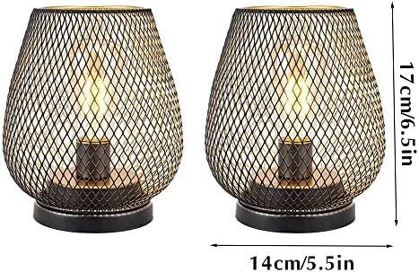 TRIROCKS Set of 2 Medium Battery Powered Outdoor Lantern 6.5'' High Metal Table Lamp Cordless Battery Operated Lamps with LED Edison Bulb for Home Wedding Parties Patio Events Indoors Outdoors(Brown) - Image 6