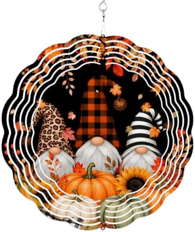 10 Inch Thanksgiving Gnomes Wind Spinner for Yard and Garden, Fall Pumpkin Maple Leaves Black Hanging Ornaments Outdoor 3D Kinetic Wind Sculpture Spinners Indoor Outdoor Patio Décor Ornaments Gift by Unknown