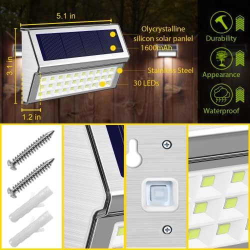 ROSHWEY Solar Deck Lights, Suitable for Fence Step Stair-Cool White-6Pack - Image 5