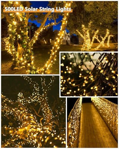 KAQ Solar String Lights Outdoor 2Pack 500LED 180FT Waterproof Warm White - Image 2