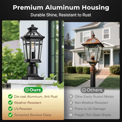 Dusk to Dawn Outdoor Post Lights Hard Wired with Pier Mount Base, 2 Packs Outdoor Lighting with Motion Sensor for Garage - Image 7