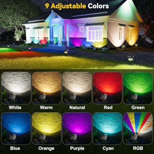 Solar Spot Lights Outdoor Waterproof IP68,RGB Spotlights with Remote,4-Pack - Image 3