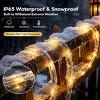 Solar Rope Lights Outdoor Waterproof 2 Pack, 66ft 200 LED Warm White String Lights with 8 Modes, Flexible Clear Tube Fairy Lights Auto On/Off for Garden Patio Fence - Image 3
