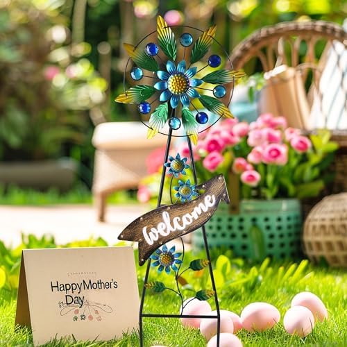 TERESA'S COLLECTIONS Solar Metal Hummingbird Wind Spinner Garden Stake 26" - Image 5