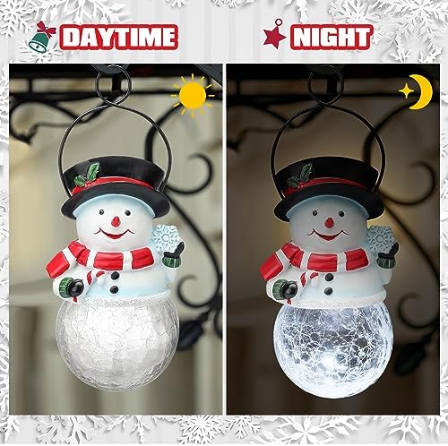 Christmas Solar Hanging Lantern Snowman Light Outdoor Decor, Snowman - Image 3