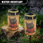 Poceacles Solar Lights Outdoor Waterproof Cemetery Solar Outdoor Candle Grave Decoration Votive Candles Blessed Lights for Loss of Loves One, Black Cat Autumn Leaf, Set of 2 - Image 6