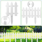 72 Pack White Garden Fence with 72 Insert Lawn Picket Fence Garden Border Decorative Plastic Panels for Landscape Path Flowerbeds Plant Yard, 6.69'' L x 7.87'' H - Image 3