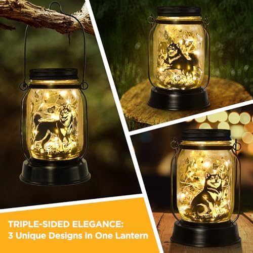 kyoryuger Alaskan Malamute Gifts for Women/Men, Pet Solar Lanterns Alaskan Malamute Dog Lover Lantern Pet Loss Dog Memorial Lights Solar Garden Decoration for Yard,Patio,Torches Lights Home Decor - Image 3