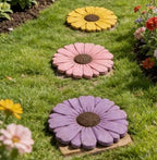 2 Pack Daisy Cement Stepping Stones 10 Inch, Heavy Duty Garden Pathway Stones, Non Slip Outdoor Walkway Decor for Yard Patio Lawn, Weather Resistant Cement Stepping Stones (Purple) - Image 5