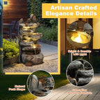 MAGIC UNION 6-Tier Cascading Rock Water Fountain, Natural Stone Look，27" H - Image 4