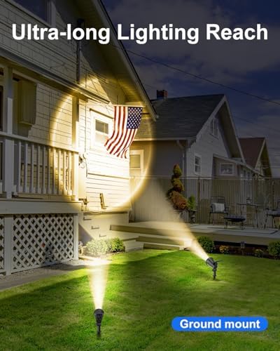 6 Pack Solar Spotlights Outdoor, Waterproof Warm White Landscape Uplights - Image 3