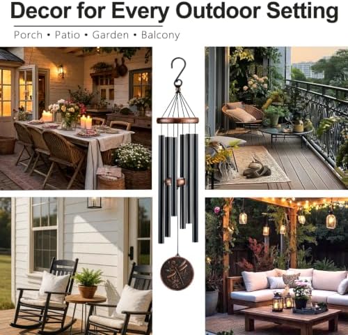 34" Dragonfly Wind Chimes for Outside, Deep Tone Garden Decor - Image 6