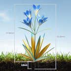 TOMBABY 32.28 Inch Metal Agave Plant Outdoor Decoration Lily Mexican Yard Art Garden Gift Home Decor Hand Painted Metal Agave Garden Yard Statue (2pc, Blue) - Image 2