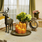 Homemory Amber Flickering Flameless Candles, Battery Operated Acrylic LED Pillar Candles with Remote Control and Timer, Fall Candles, Set of 5 - Image 5