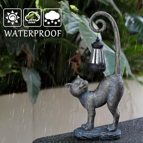 Halloween Decorations Gifts Outdoor Cat Garden Statues with Solar Lights, Home Decor Cat Figurines for Lawn,Patio,Balcony,Porch,Yard Art Ornament- Birthday Gifts for Women Grandma Sister - Image 4