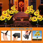 Halloween Decorations Outdoor, 3 Pack Solar Scary Skull Sunflowers Lights,Waterproof Solar Flowers Lights Garden Decor for Halloween Yard Patio Lawn Party Decor - Image 5
