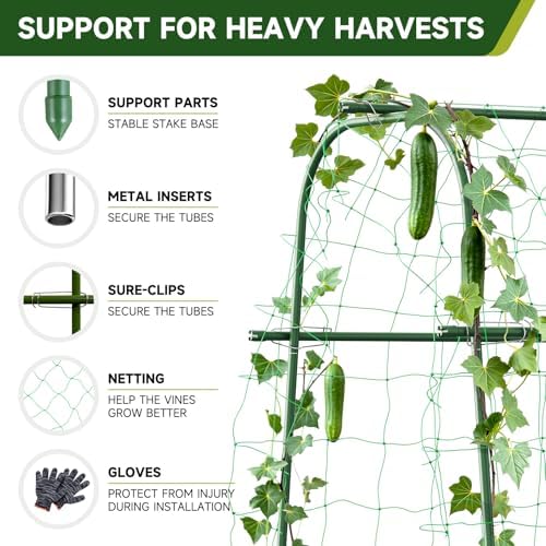 HIRALIY Cucumber Trellis for Climbing Plants, 4ft Tall, Green - Image 5