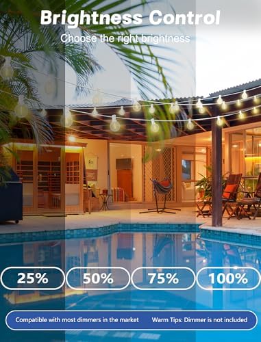 SUNSGNE White String Lights Outdoor, 50FT White Outdoor Lights with 52 G40 Shatterproof LED Bulbs(2 Spare) for Patio Garden Porch Pergola Bistro Outside Decorations, E12 Socket - Image 6