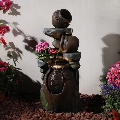 Bumilgar Garden Water Fountain, 38.4-Inch 3-Tier Terracotta Jar Features - Image 5