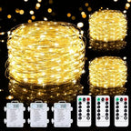 Mlambert 4 Pack Solar Hanging Mason Jar Lights with Stakes Bundle with 3 Pack 33FT Fairy String Lights Battery Operated with Remote and Timer - Image 3
