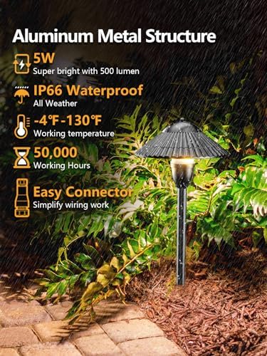 ZUCKEO LED Landscape Lighting Low Voltage Pathway Lights 12V 24V Landscape Light Kit, Outdoor Aluminum Landscape Spotlights Path Lights Waterproof for Garden Yard House Decoration(12Pack) - Image 2