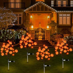 2 Pack Fall Decor Thanksgiving Decorations Lights Solar Lights Outdoor with 3D Maple Pumpkin, 8 Modes Fall Thanksgiving Lights Outdoor Solar Lights Waterproof for Yard Decor - Image 2