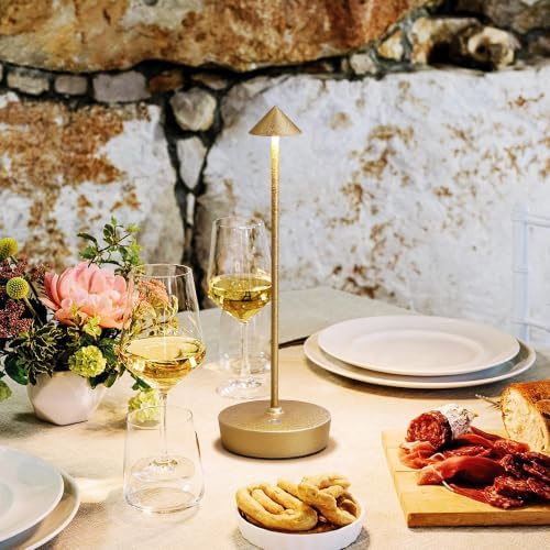 2P Cordless Rechargeable Led Table Lamp Battery Operated Light CHMP Gold - Image 4