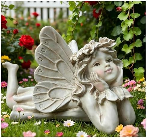 MeritMode Fairy Garden Figurines - Angel Statue with Butterfly by MeritMode
