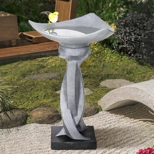 SKYFIRE 22.8”Tall Bird Baths for Garden - Concrete Modern Outdoor Standing Birdbath, Decoration Yard Statue for Garden, Patio, Backyard, Lawn -14.5”Dia X 22.8”H Contemporary Birdbaths with Pedestal - Image 3