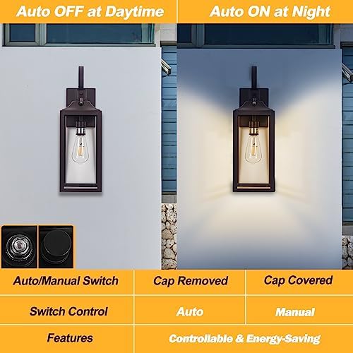 19" Large Dusk to Dawn Outdoor Wall Light for House Bronze - Image 5