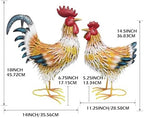 Metal Chicken Family Decor, Yard Rooster & Hen Ornaments, 2pcs - Image 2