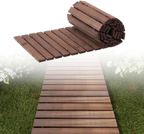 8FT Wooden Garden Pathway Walkway Outdoor Roll Walkway Pavers Patio Floor by RHINEINMIST