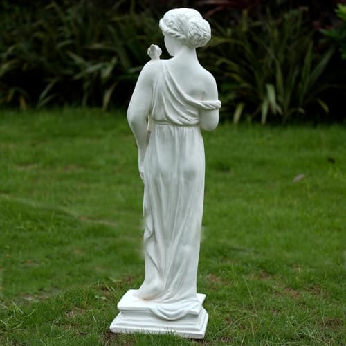 Outdoor Nymph Statues, 32Inch Garden Goddess Sculptures, Greek Mythology Roman Decor, Large Statues for Patio Yard Lawn Porch, Ivory (Nymph02-Ivory) - Image 5