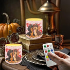 Cute Dachshund Heart Print Flameless Candles with Remote Battery Operated Candles with Timer Flickering LED Battery Operated Pillar Tealights for Valentines Day Home Decorations - Image 4