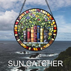 Botanical Bookshelf Stained Glass Window Hanging Suncatcher Gifts 12" - Image 5