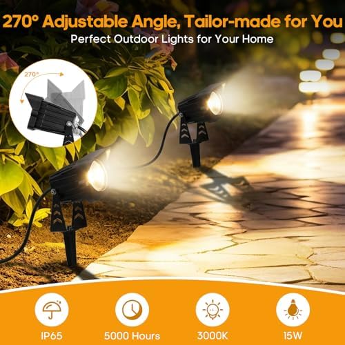 Dusk to Dawn Outdoor Lighting,15W Spot Lights Outdoor with Photocell Sensor - Image 6