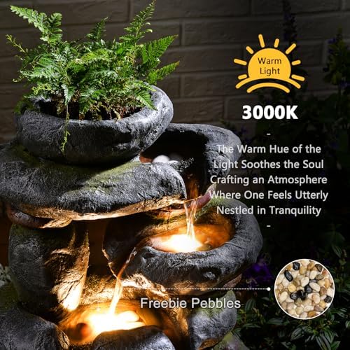 5-Tiers Cascading Outdoor Waterfall Fountain 29.5" H Standing Fountain - Image 5