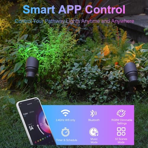 GOODSMANN RGBW Landscape Lighting 2PK Low Voltage Spot Lights Landscape with Color Changing Dimmable Flood Light 5W LED Metal Landscape Lights 12V AC Tree Lights - Image 3