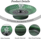 12.6" Bird Bath for Outside, Solar Bird Bath Fountains, Bird Bath Feeder - Image 3