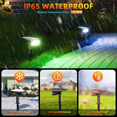 LEREKAM Solar Spot Lights Outdoor Color Changing, IP65 Garden Lights Solar Powered Waterproof with 9 Light Modes, Colored Landscape Lighting Auto On/Off, for Garden Pool Area Pond Yard, 10 Pack - Image 2
