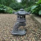 OLOMA Detailed Ranki Japanese Pagoda Concrete Garden Statue Stone Pagoda Asian Ornament Zen Outdoor Handcrafted Garden Decor Patio Lawn Outdoor Landscaping Accent by OLOMA