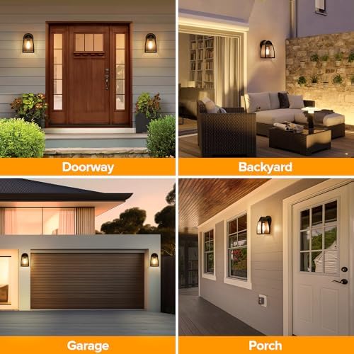 LUTEC Outdoor Wall Light Fixtures, Exterior Waterproof Wall Lantern with Clear Glass Shade, Aluminum Modern Matte Black Porch Sconce Outdoor Lighting for Garage Entryway Yard - Image 7