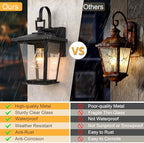 Kalium Outdoor Wall Lantern 2 Pack, Waterproof Exterior Wall Mount Light with Clear Glass in Black Finish, Porch Outside Lighting for Entryway, Backyard, Patio, E26 Base, Clear Glass 12.5 in - Image 6