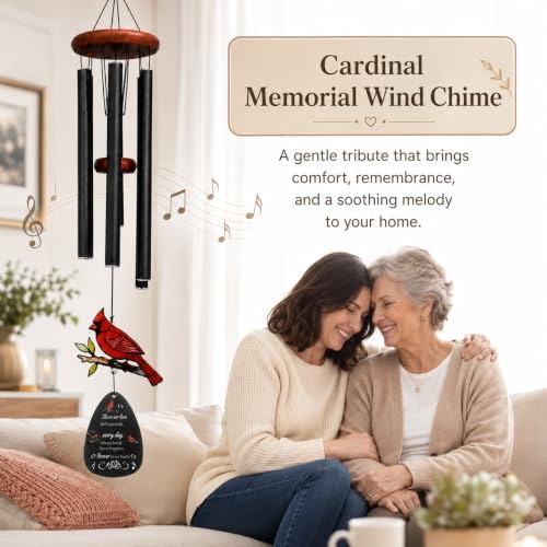 Cardinal Memorial Wind Chimes 36'' for Outside, Sympathy Gift with Mute Option, Cardinal Gifts for Loss of Loved One, Memory of Mom Dad Husband, Remembrance Gift for Mother Garden Porch Patio - Image 6