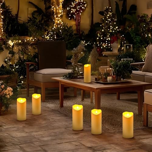 Raycare Large Outdoor Flameless Candles with Remote & Timer, Waterproof Battery Operated LED Pillar Candles, Ivory White, 4"x9", Set of 2 - Image 5
