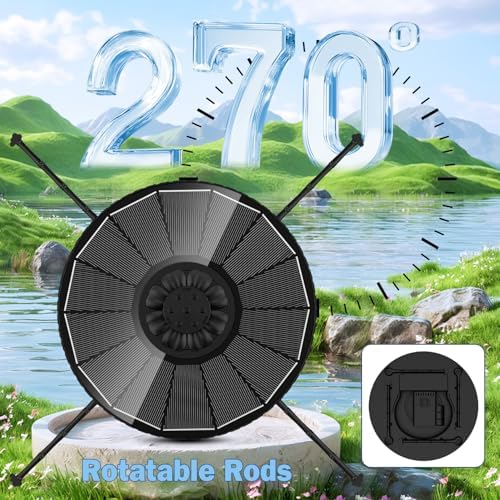 Yzert Solar Fountain with 2000mah Battery, 3-Level Adjustable Water Height, Rotating Rods, Works in Shadow, 7 Nozzles, 2026 3.5W Glass Outdoor Fountain Pump for Bird Bath, Garden, Pond, Flower Pot - Image 3