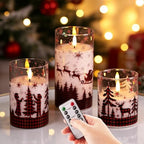 Eywamage Red Buffalo Plaid Christmas Flameless Pillar Candles with Remote by EywamageCandles